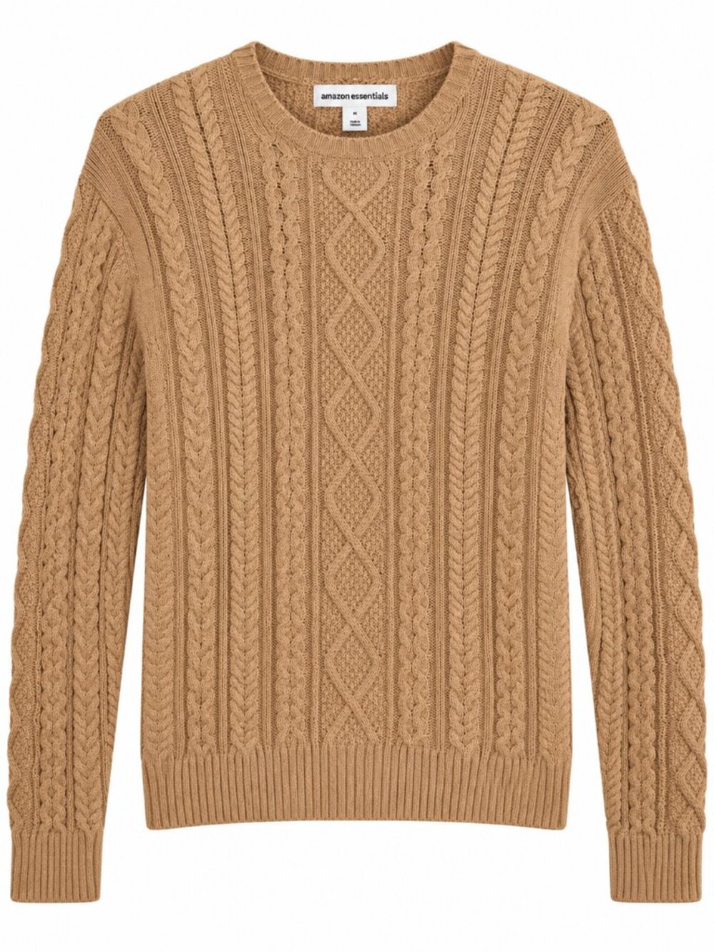 Amazon Essentials Men's Long-Sleeve 100% Cotton Knitted Fisherman Cable Crewneck